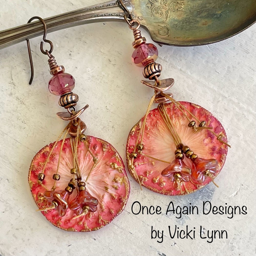 ARTISAN Earrings “Blushing Earth” - Dangles - Picture 1 of 10